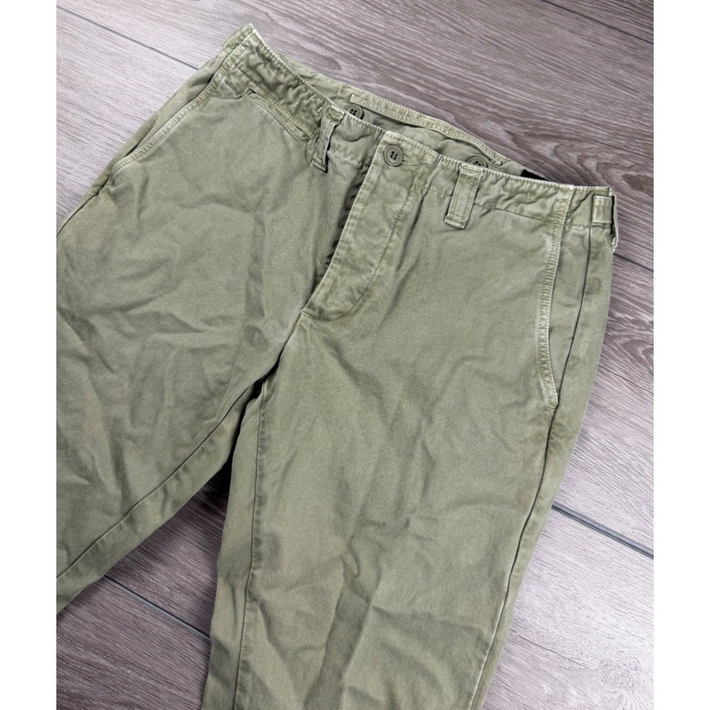 The J. Peterman Company Mens Chino Pants Button Fly Cotton Green 32